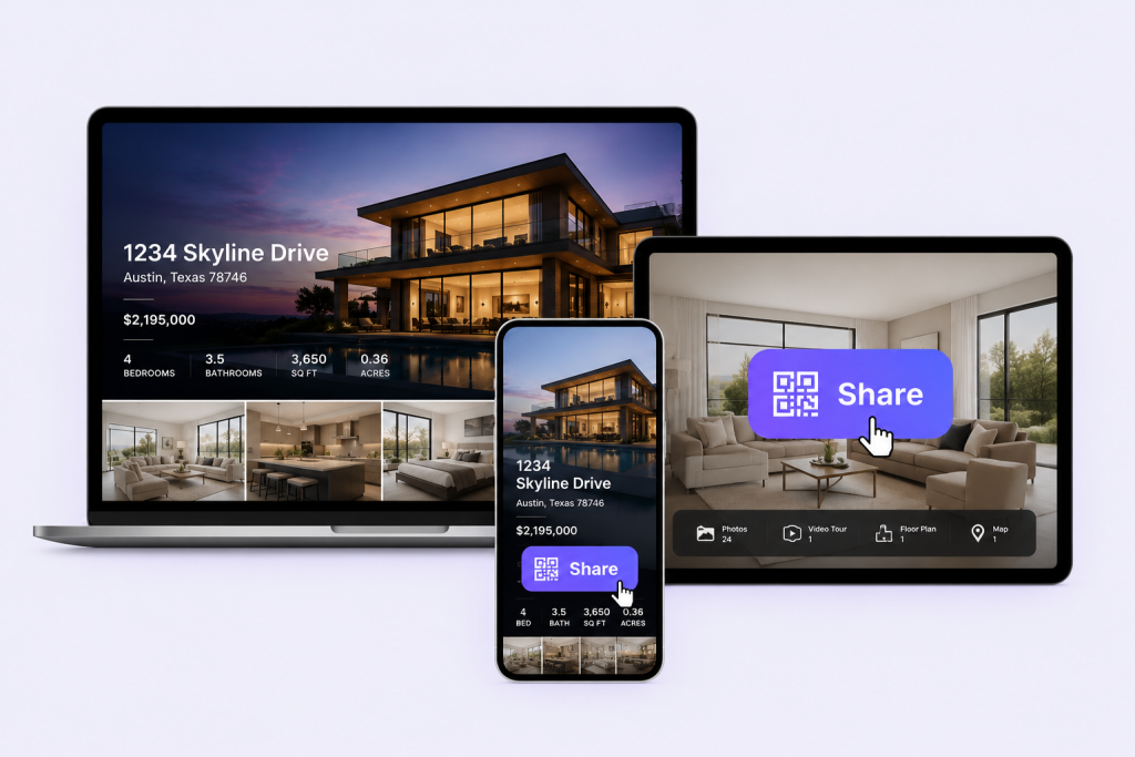 Single property websites with easy property sharing across devices.