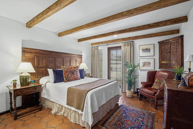 Before and after comparison of a bedroom interior demonstrating AI real estate photo editing.