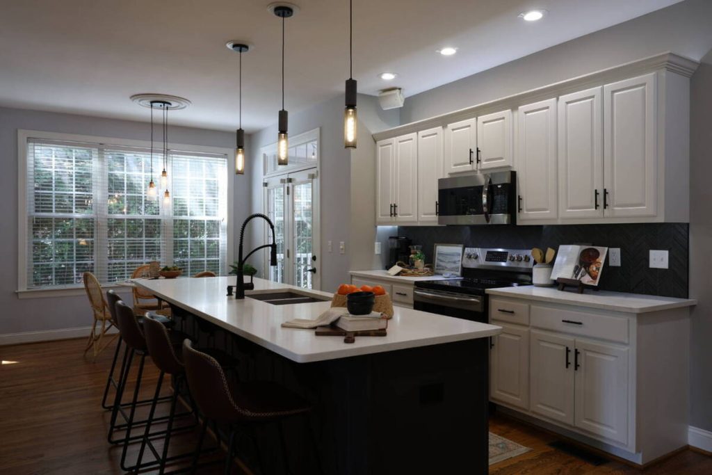Kitchen before AI photo editing for real estate.
