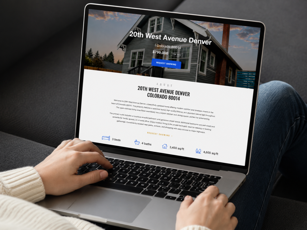 Laptop showcasing one of the best single property websites with property details.