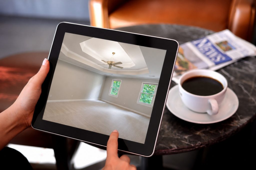 Virtual home staging software displayed on tablet