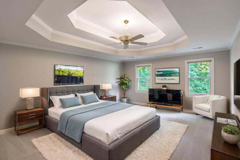 Luxury master bedroom by virtual home staging software