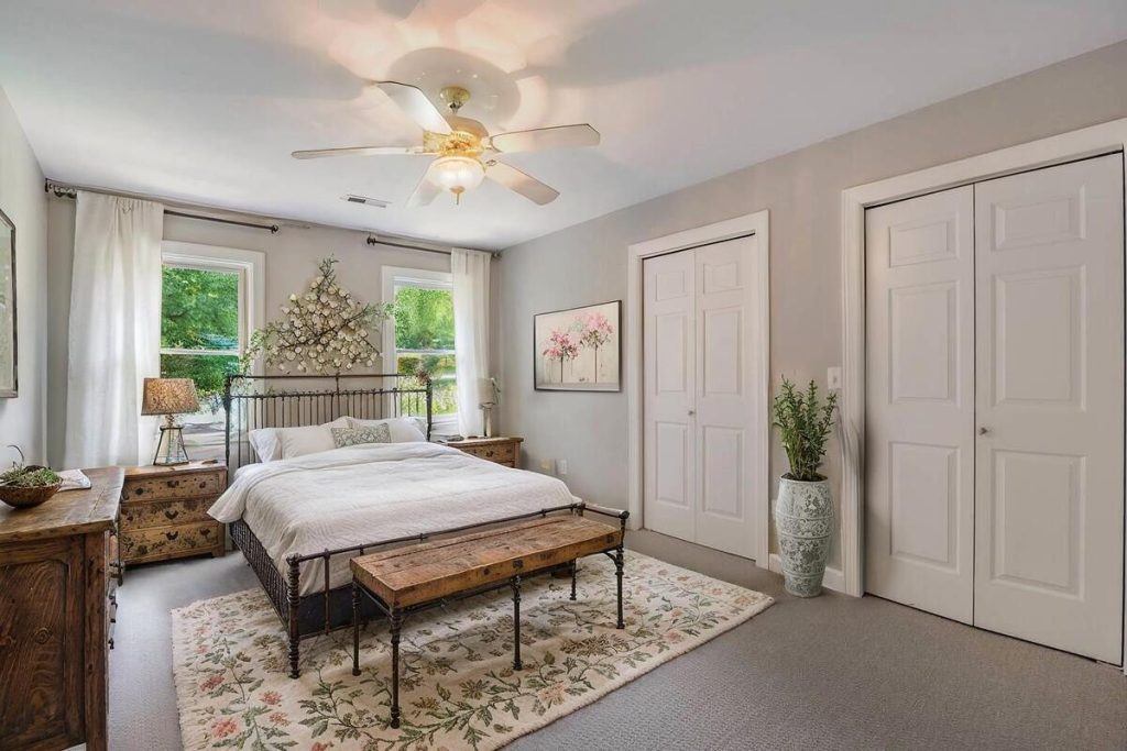 Classic bedroom styled with virtual home staging software