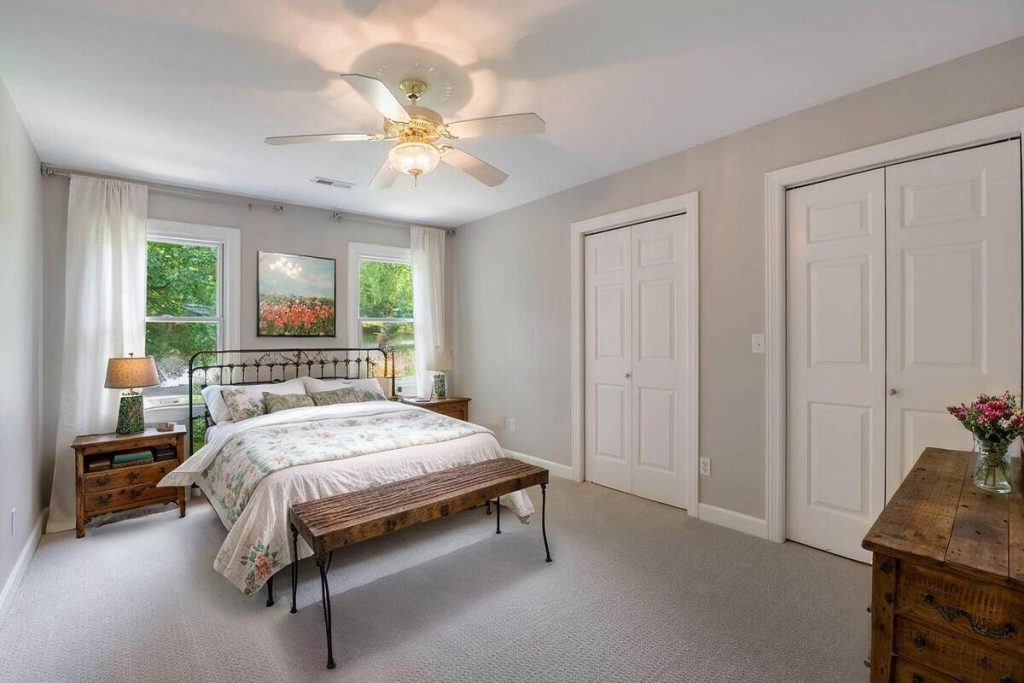 Rustic bedroom created with virtual home staging software