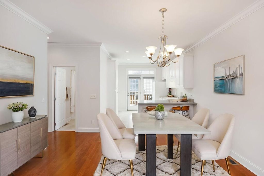 Modern breakfast nook by virtual home staging services