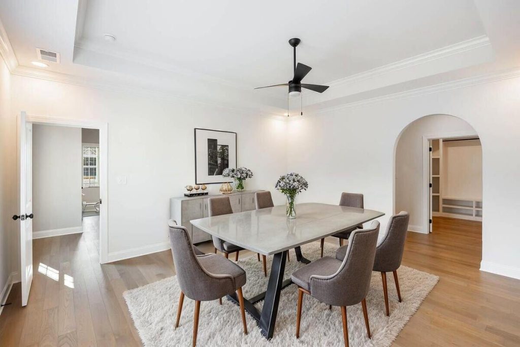 Contemporary formal dining room by virtual home staging services