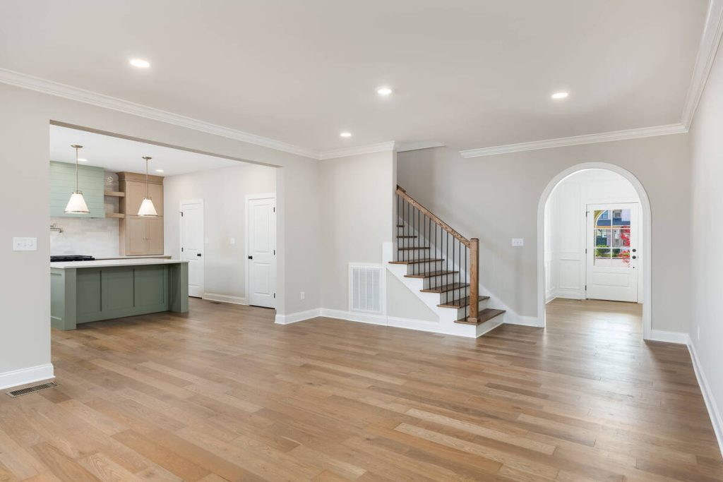 Empty open-plan dining area before virtual home staging services
