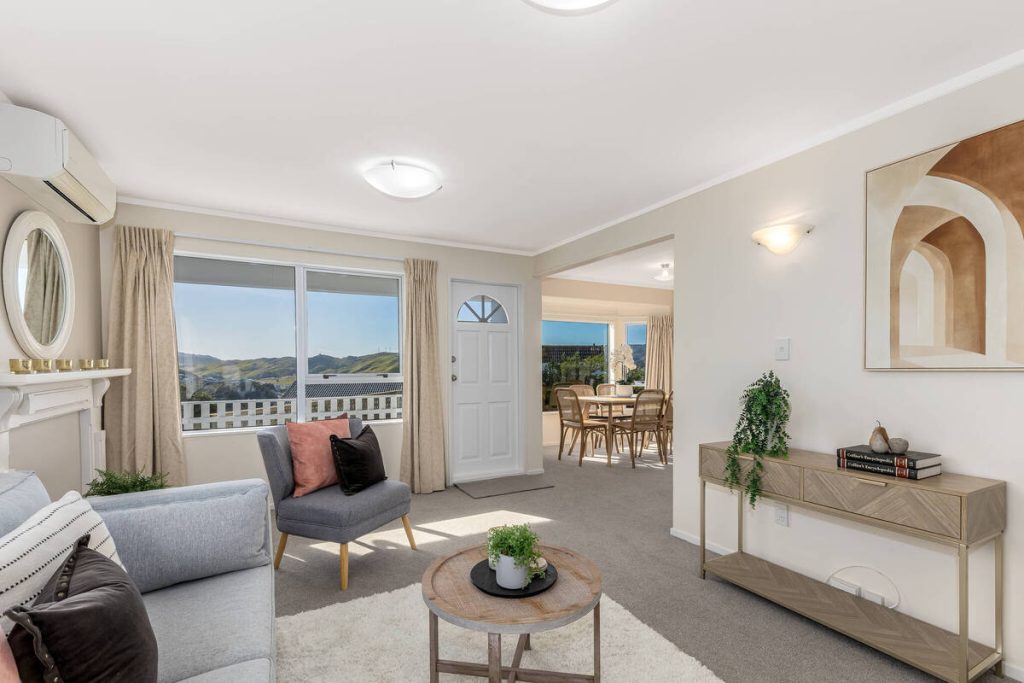 Living room after real estate photo editing AI enhancement