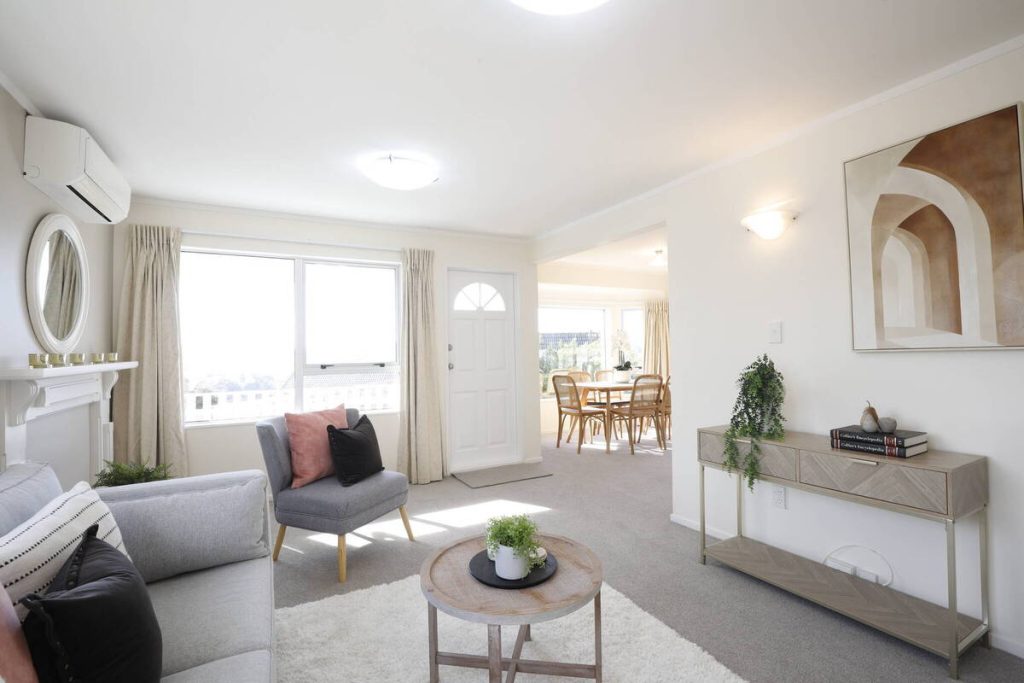 Living room before real estate photo editing AI enhancement