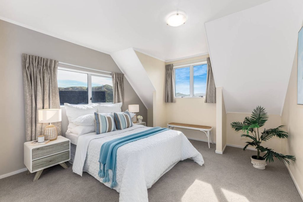 Bedroom after real estate photo editing AI enhancement
