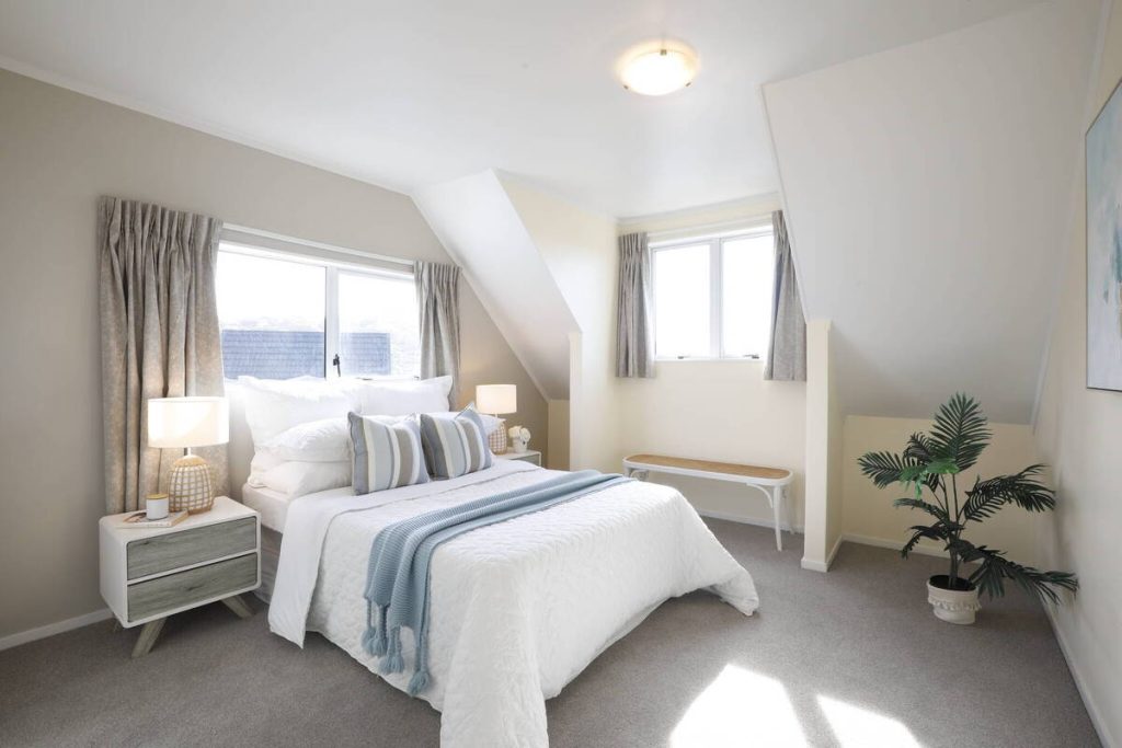 Bedroom before real estate photo editing AI enhancement