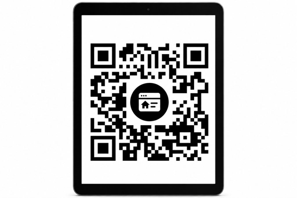 QR codes in real estate marketing displayed on a tablet screen.