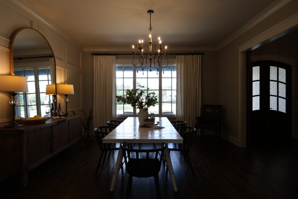 Dark dining room before AI HDR real estate photo editing