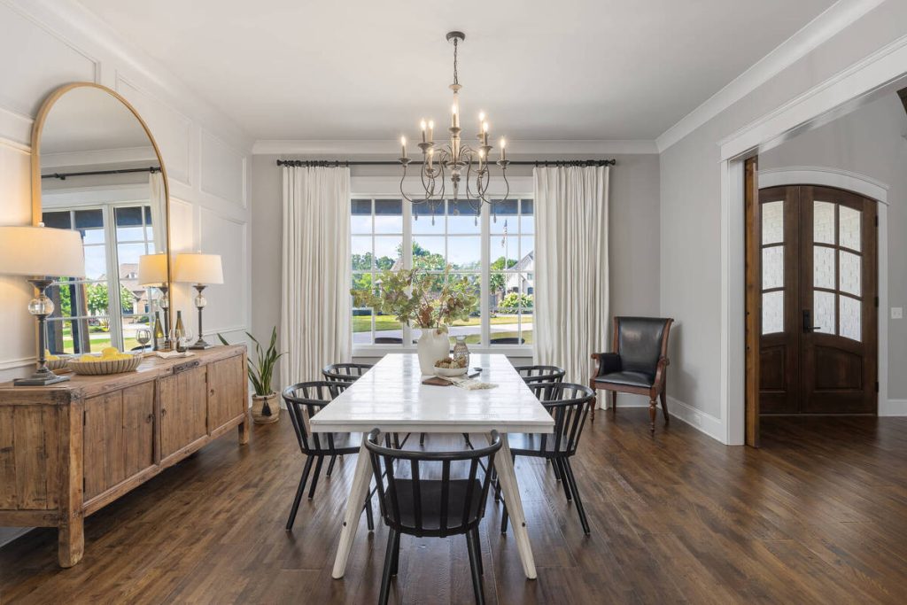 Bright dining room after AI HDR real estate photo editing