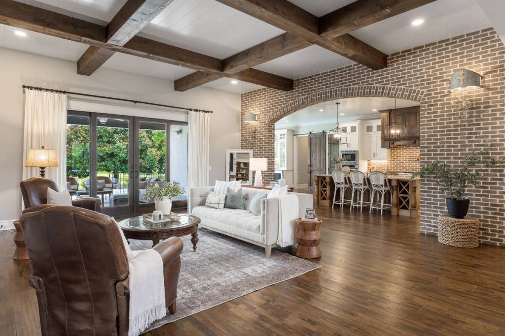 Bright living room after AI HDR real estate photo editing