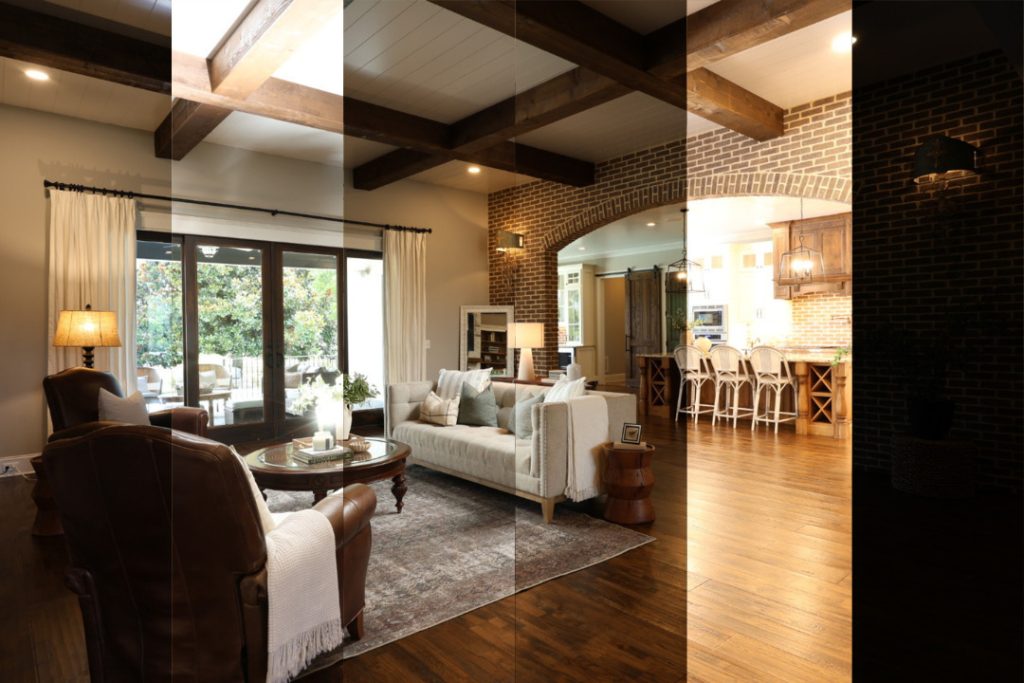 Multiple exposures used for AI HDR real estate photo editing