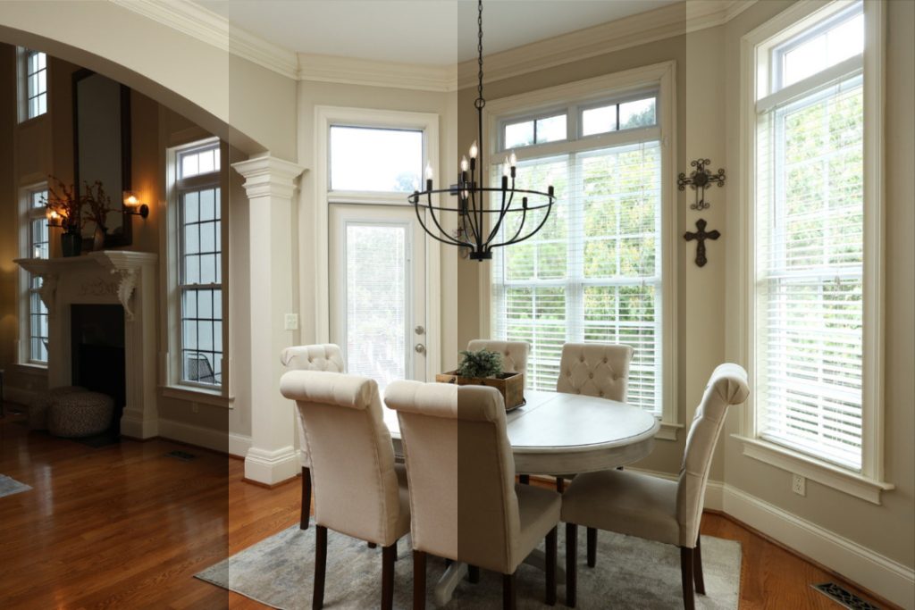 Bracketed dining room exposures for AI HDR editing