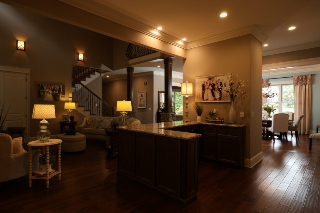 Dark interior with challenging lighting before HDR editing