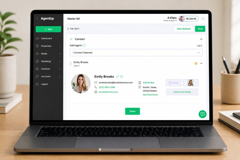 Add agent contact details when you build a real estate website
