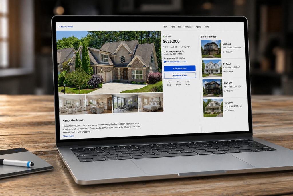 Property listing portal showing competing homes compared with single property websites