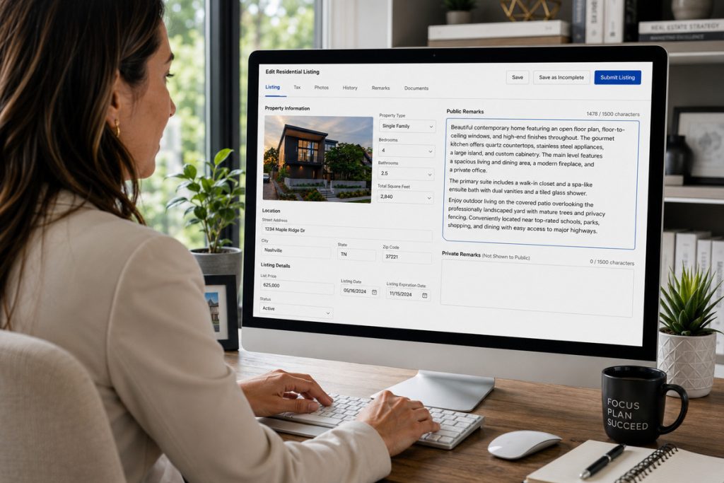 MLS public remarks interface showing listing details before using single property websites