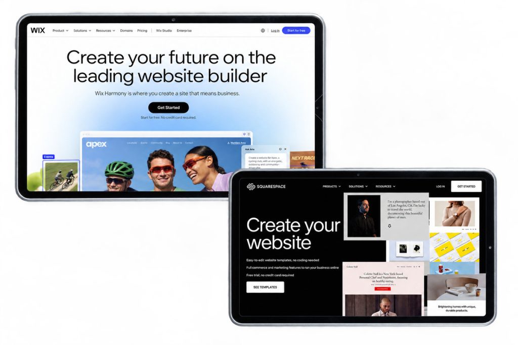 Wix and Squarespace options for building a single property website template