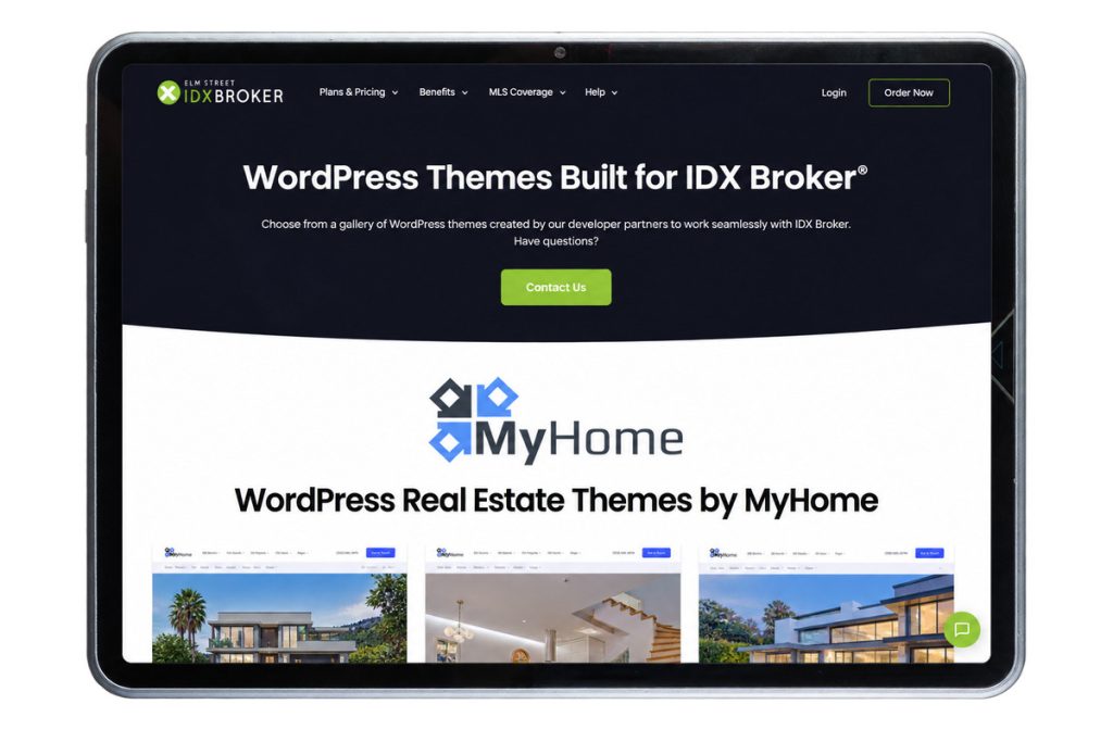 Website theme options for creating a single property website template