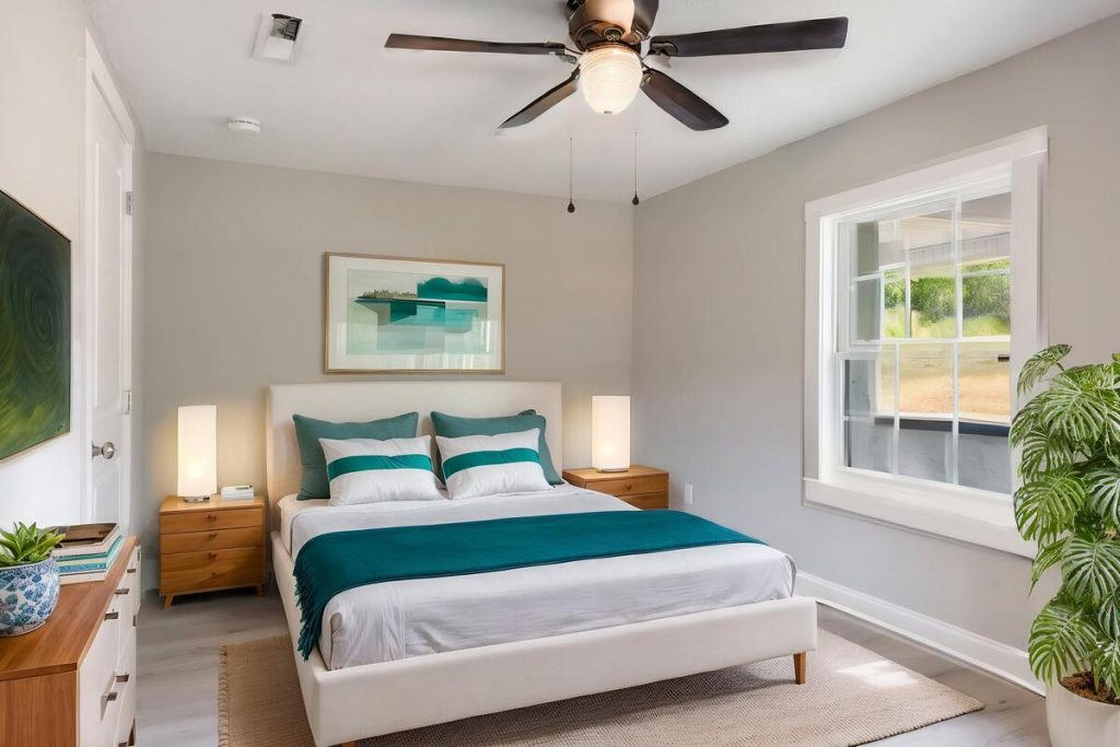 Modern bedroom created with the best AI virtual staging for real estate