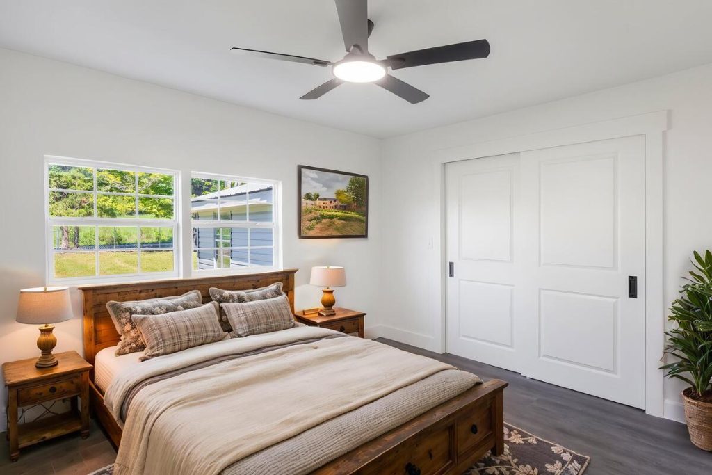 Rustic bedroom created with the best AI virtual staging for real estate