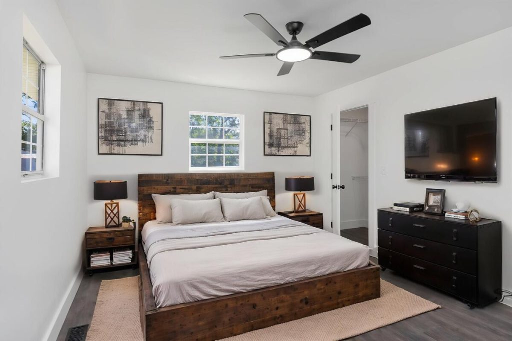 Industrial bedroom created with the best AI virtual staging for real estate