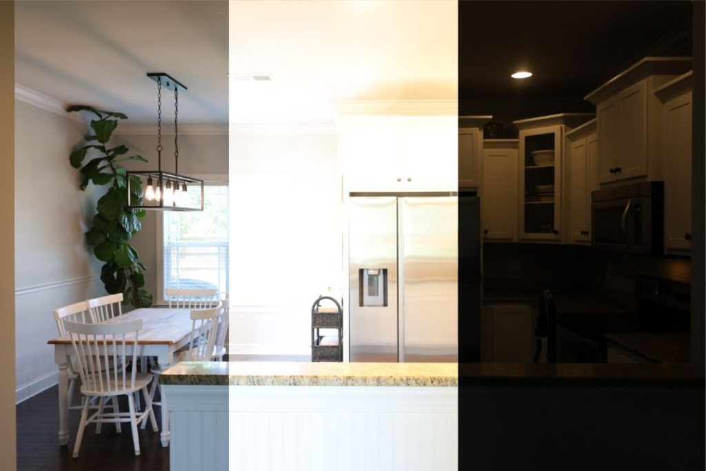 Multiple kitchen exposures ranging from bright to dark for real estate HDR photo editing services
