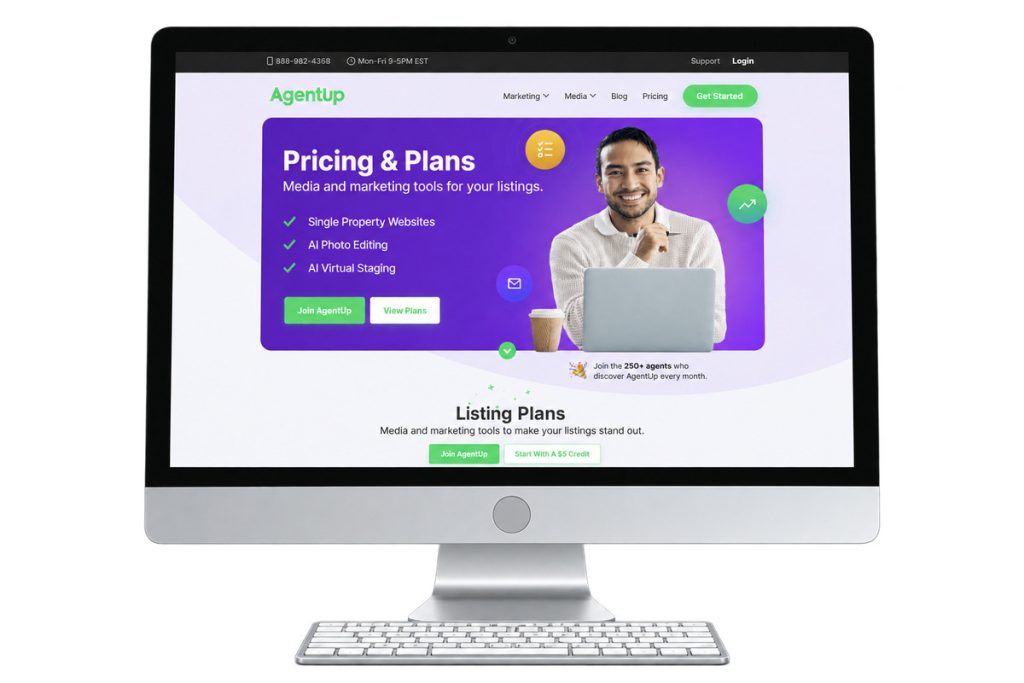 Real estate photo editor included in AgentUp listing plans on a desktop