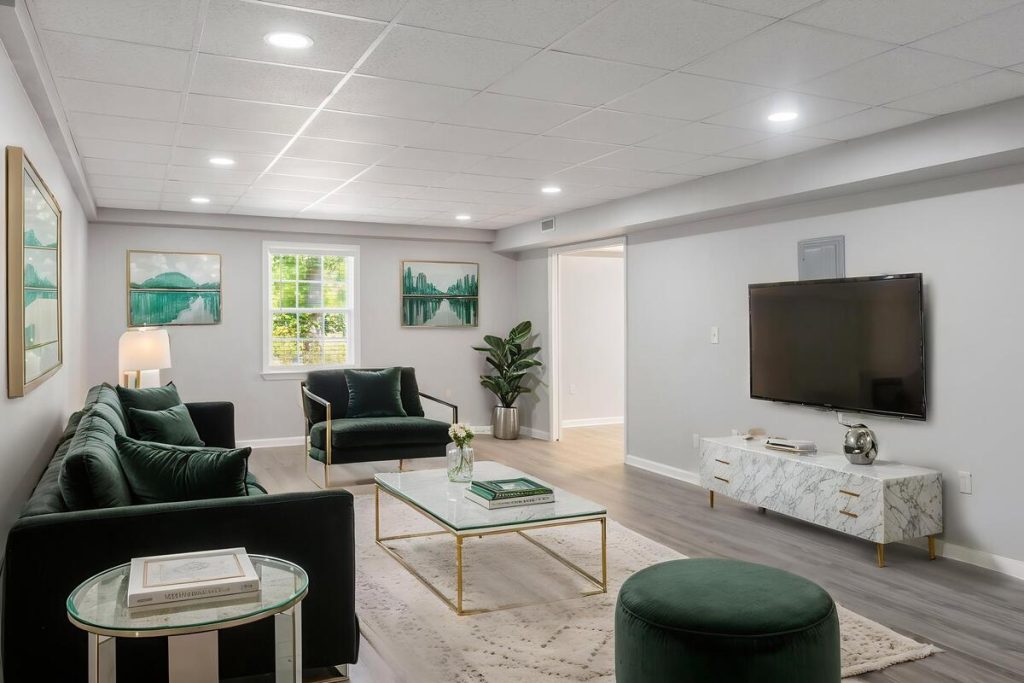 Real estate image editing with virtual staging added to an empty living space