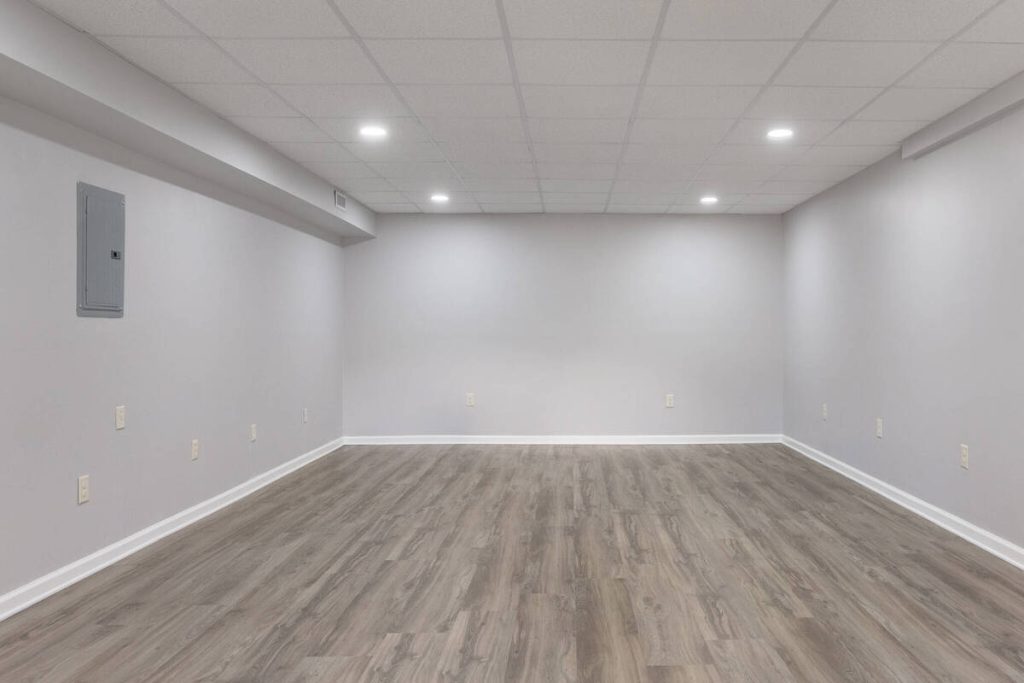 Empty finished living room ready for furnishing with virtual staging software.